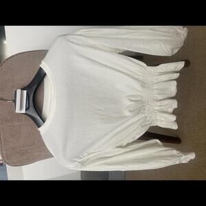 Chic White Smocked Peplum Top